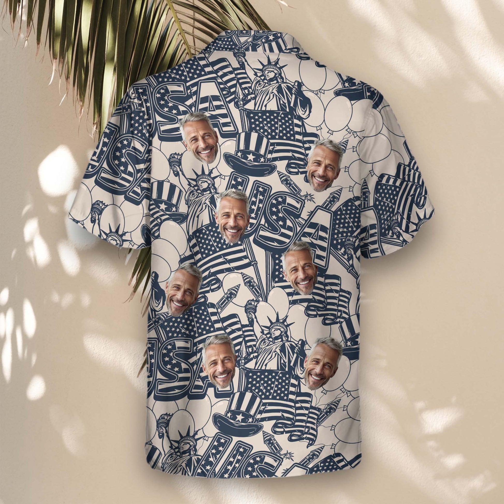 Navy & Ivory Patriot | Aloha Custom Hawaiian Shirts with Faces or Logos