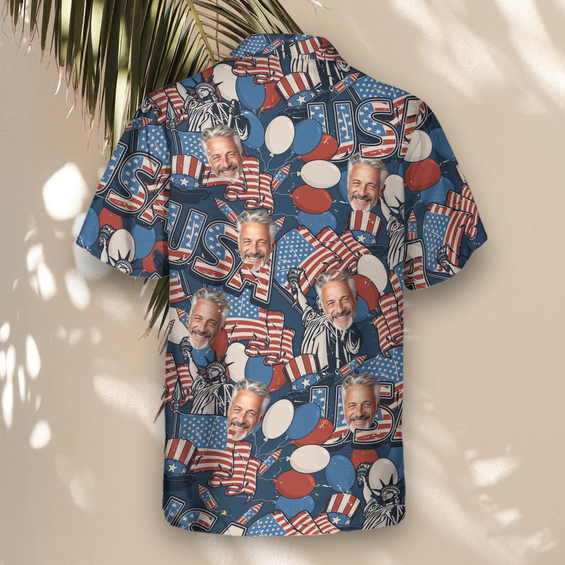 Retro USA Flag | Aloha Custom Hawaiian Shirts with Faces or Logos