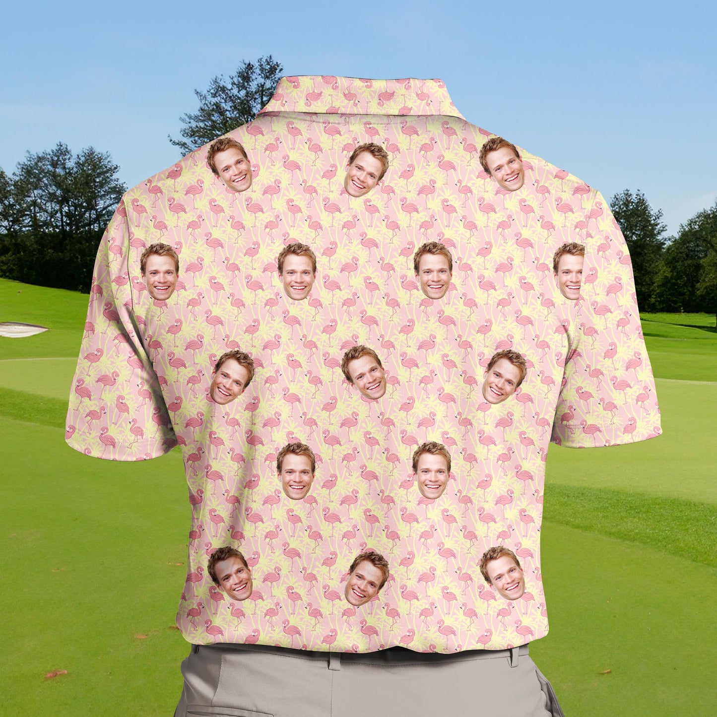 Tropical Flamingo | Funny Golf Shirts with Faces or Logos
