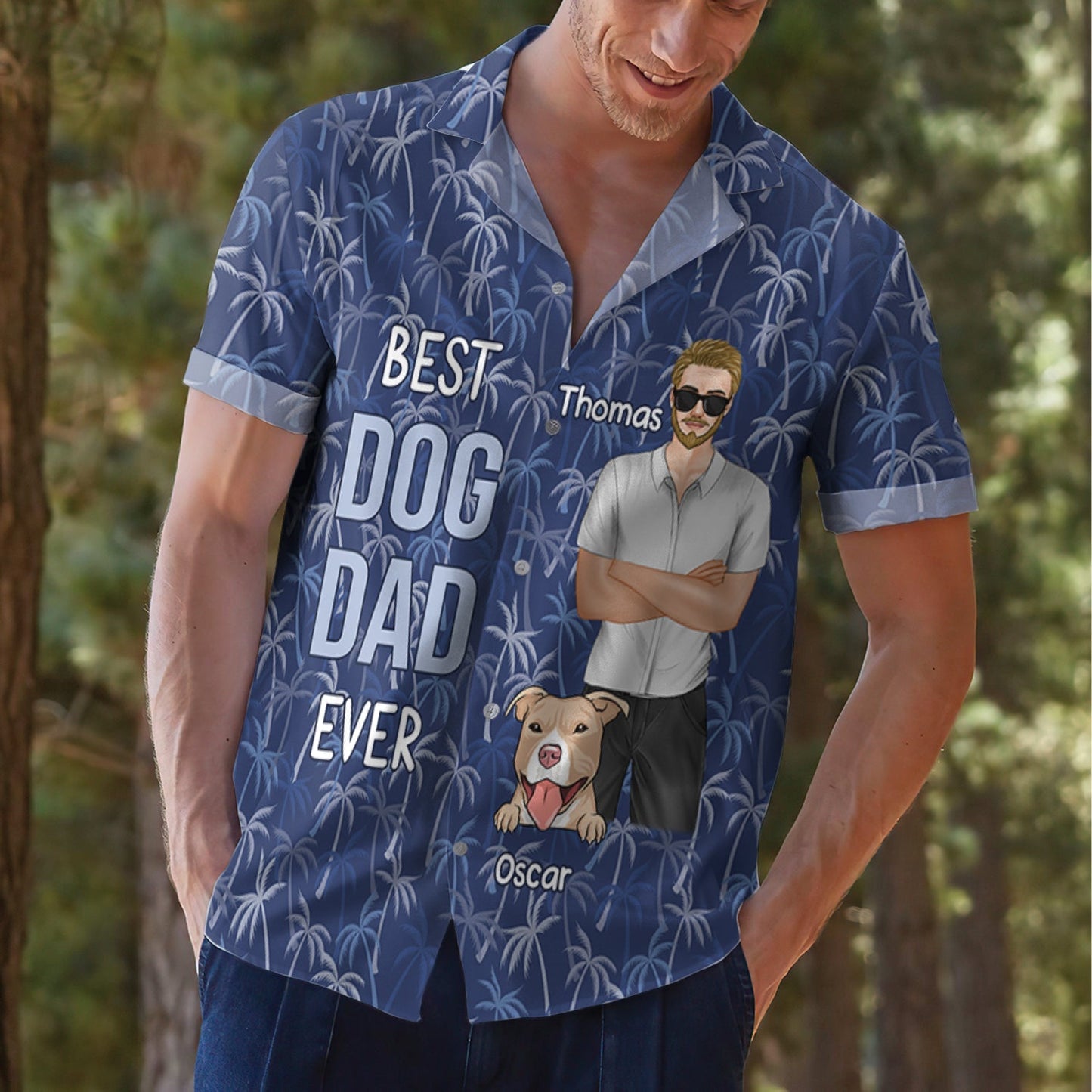 Cool Dog Dad - Personalized Custom Hawaiian Shirt
