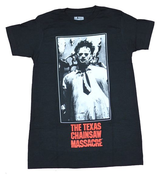 Texas Chainsaw Massacre Mens T-Shirt - Leatherface B & W Photo Over Name