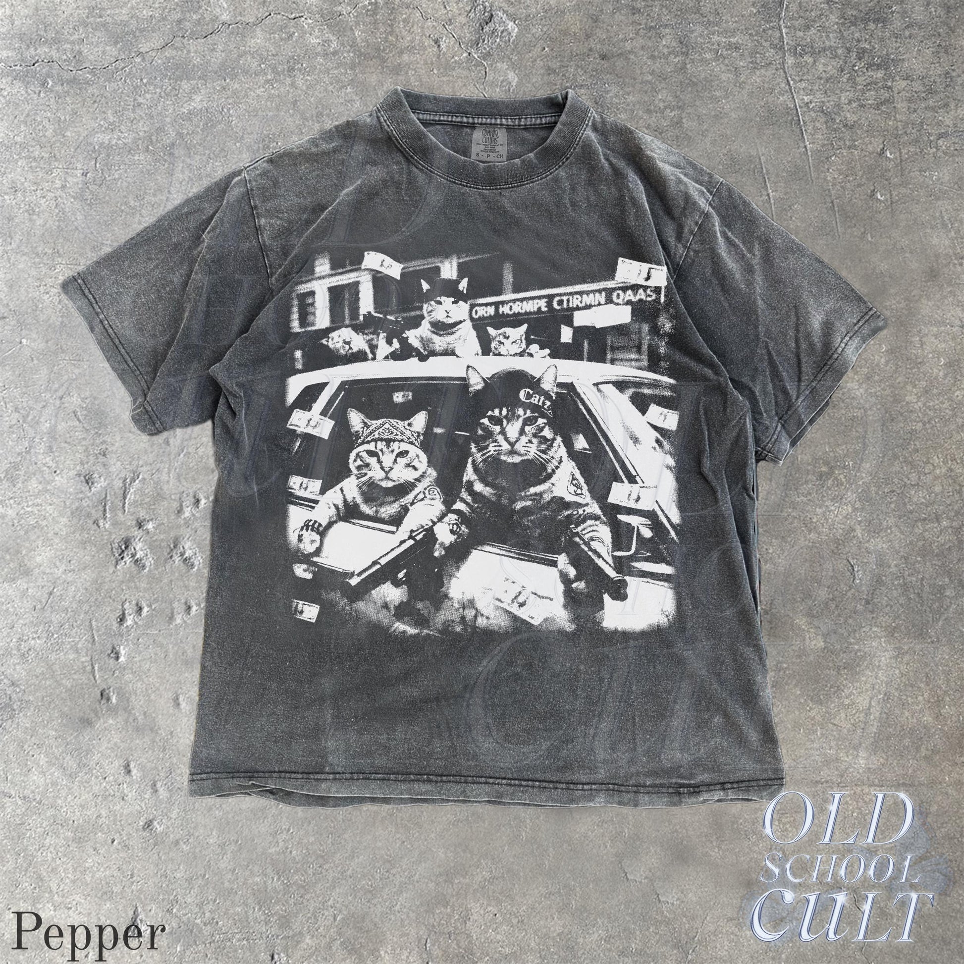 Gangster Cats Vintage Black Cat Tee Retro Streetwear Cat Oversized Cat Lover (5)