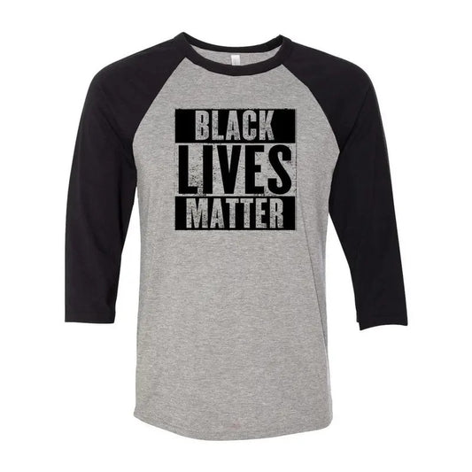 Black Lives Matter 3/4 Sleeve Raglan Baseball T-Shirt Casual Crewneck Hoodie, Sweatshirt | InkThreadWorks.com