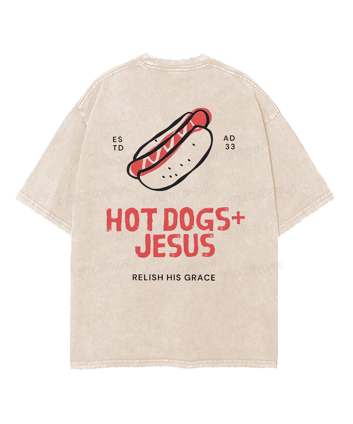 Hot Dogs Jesus Double Sided Unisex Washed Christian T-shirt