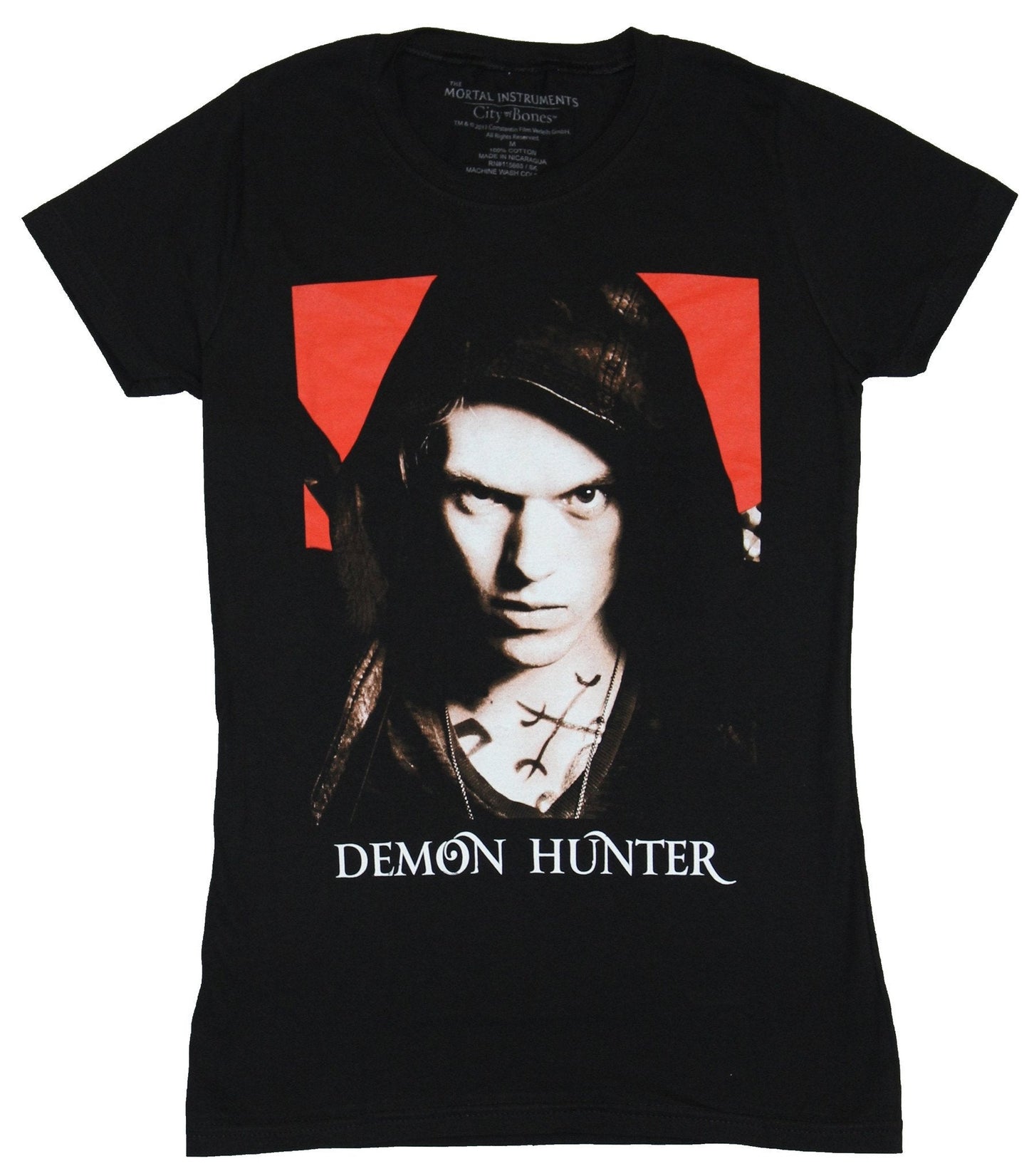 Mortal Instruments Girls Juniors T-Shirt - Demon hunter Hood Up Red Box Photo