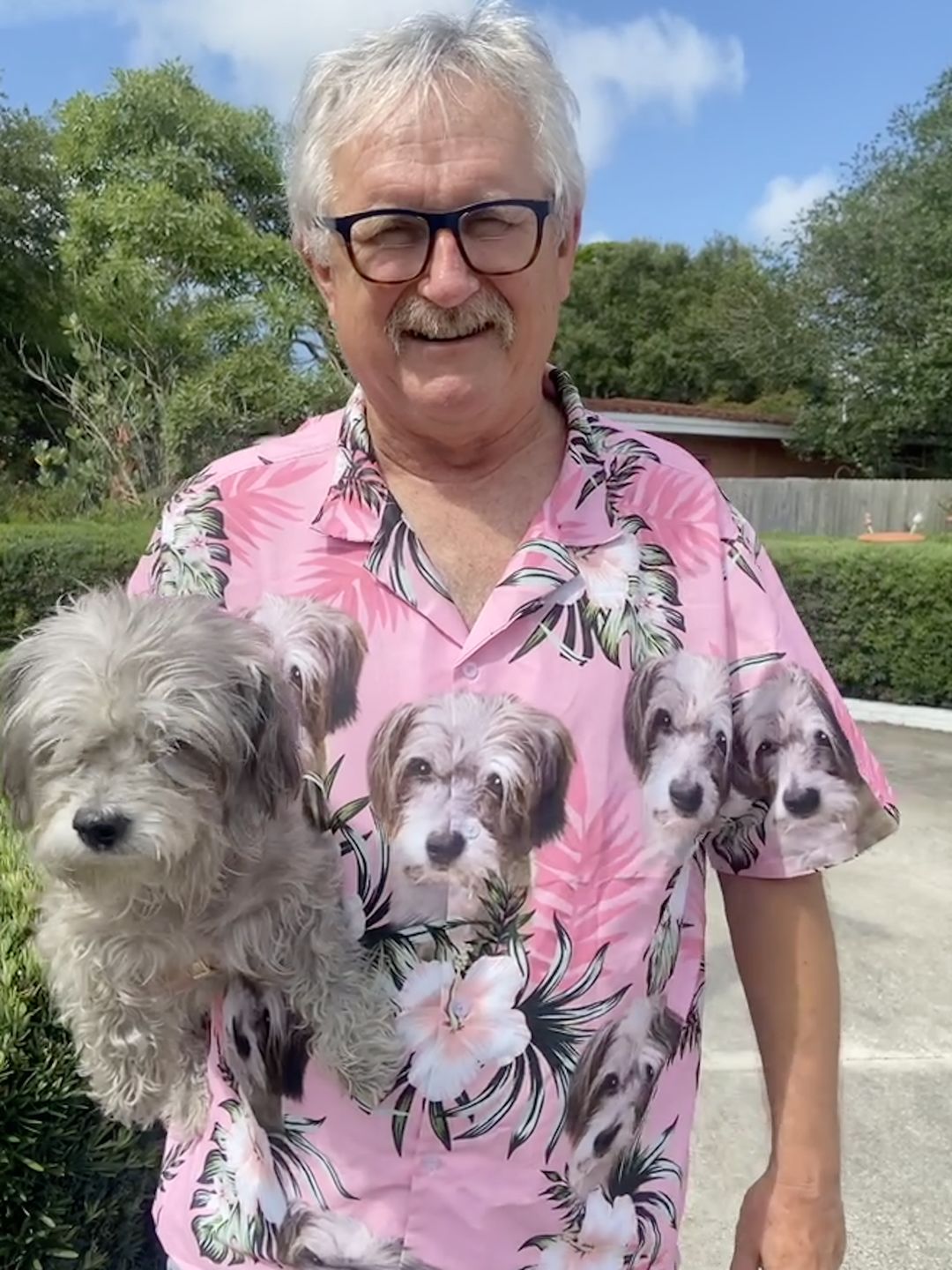 Custom Hawaiian Shirt For Dog Lovers | Personalized Puppy Lovers Gift | Flowers Pattern Pink Color Aloha Shirt