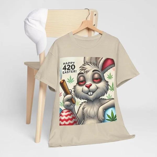 420 Easter Bunny T-shirt, Stoner Bunny Weed Sweatshirt, Cotton Knit, Classic Design, Perfect Gifts For Smokers