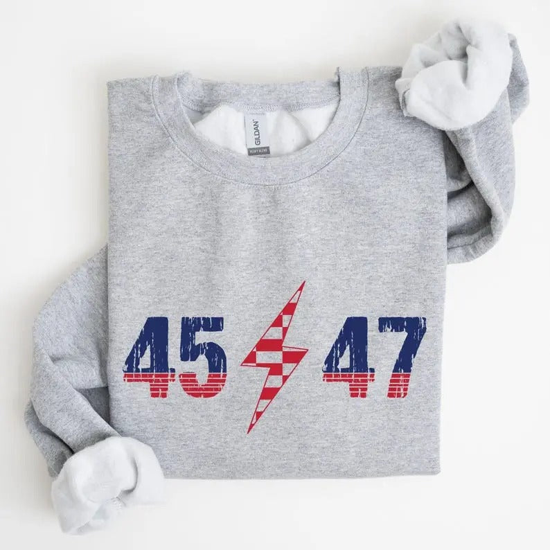 45 47 Sweatshirt, Trump 2024 Sweatshirt, Donald Trump 47th President, Presidential Election Hoodie, Trump MAGA 47 Shirt,...