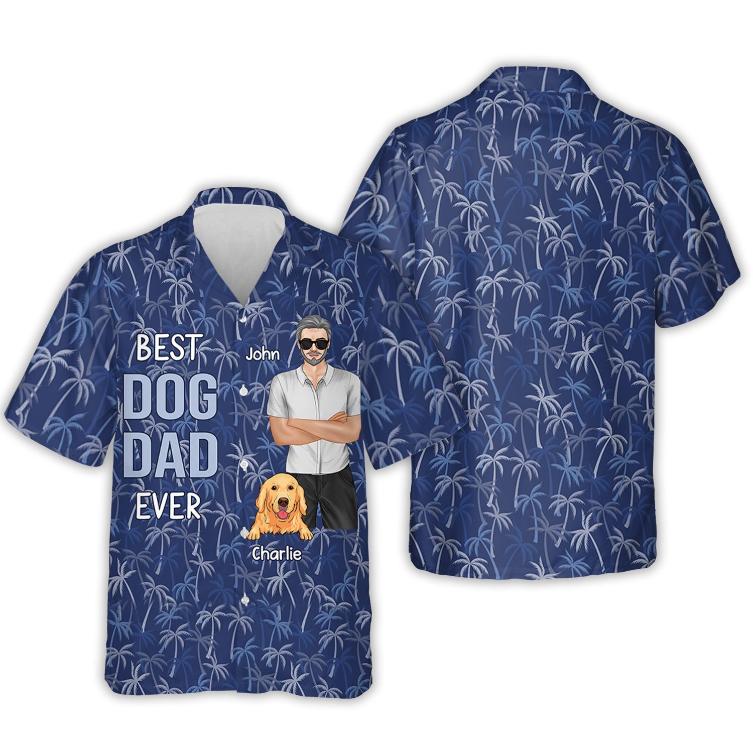 Cool Dog Dad - Personalized Custom Hawaiian Shirt