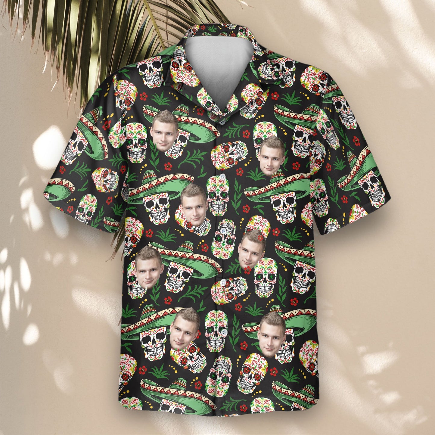 Fiesta Skull Vibes | Aloha Custom Hawaiian Shirts with Faces or Logos
