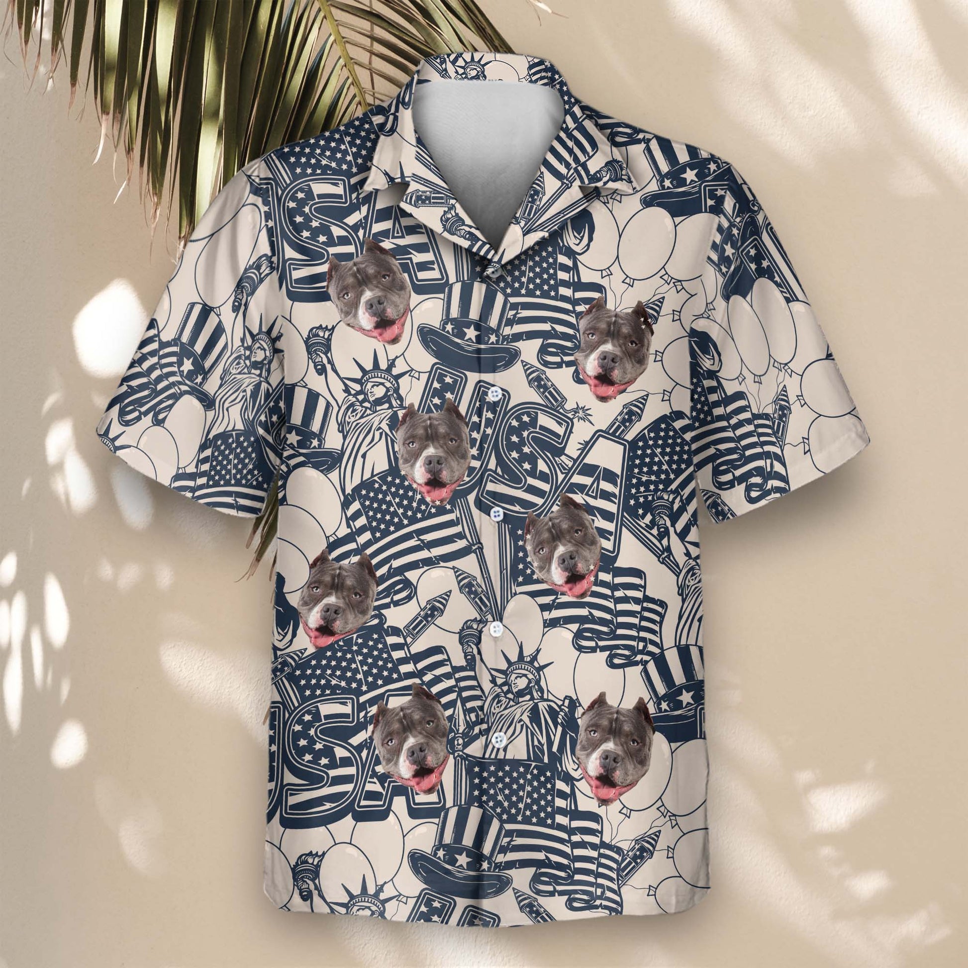 Navy & Ivory Patriot | Aloha Custom Hawaiian Shirts with Faces or Logos