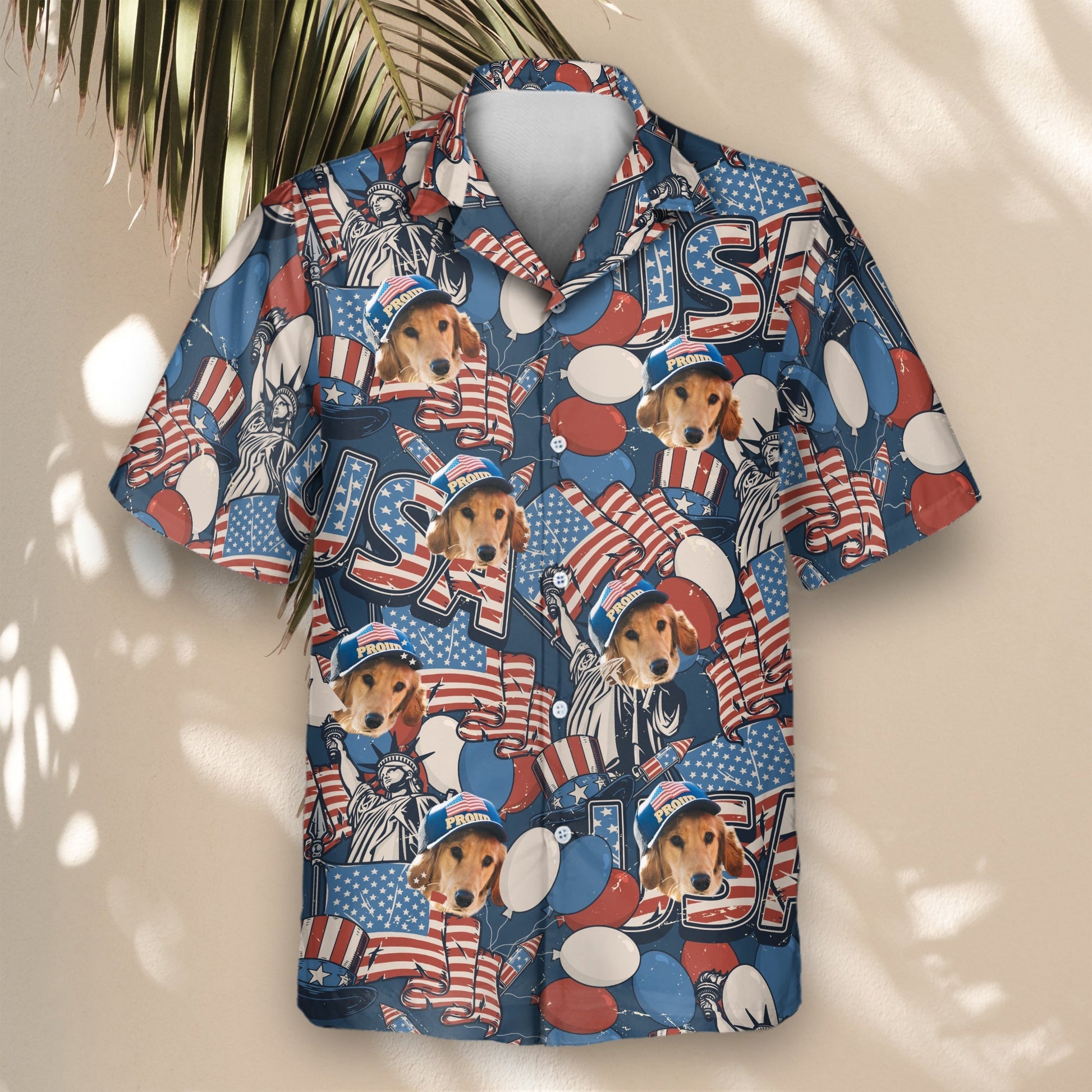 Retro USA Flag | Aloha Custom Hawaiian Shirts with Faces or Logos