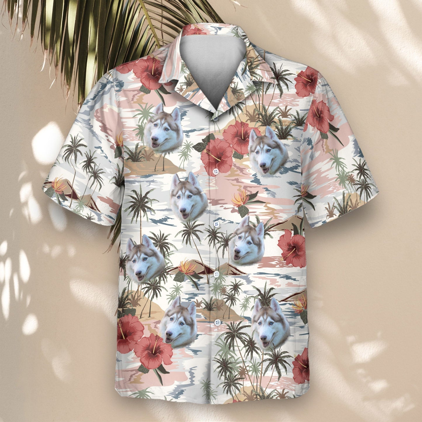 Vintage Island Palm Hibiscus | Aloha Custom Hawaiian Shirts with Faces or Logos