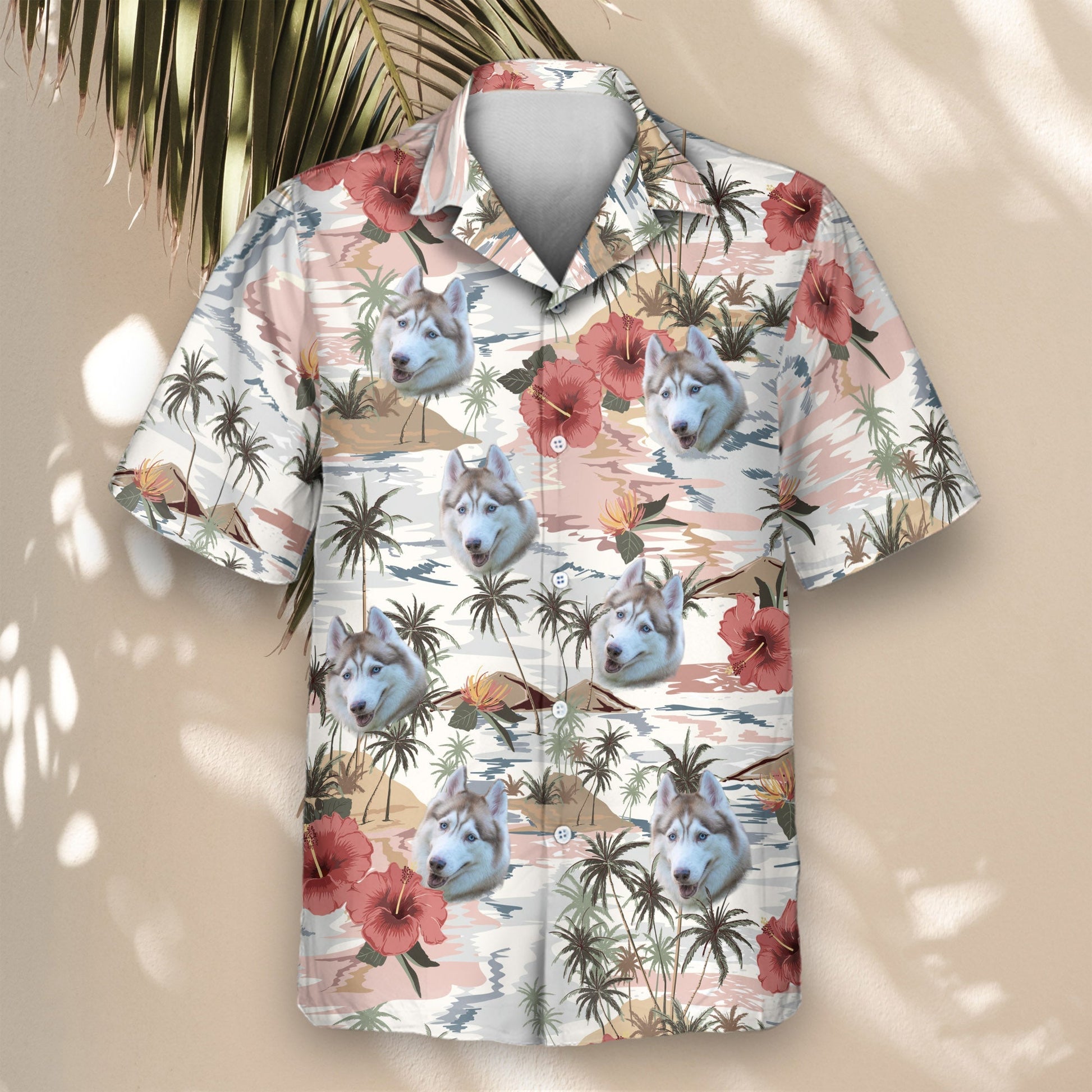 Vintage Island Palm Hibiscus | Aloha Custom Hawaiian Shirts with Faces or Logos