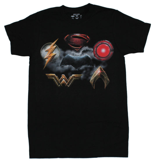 Justice League Mens T-Shirt - Movie Style Logo's Around Batman Logo