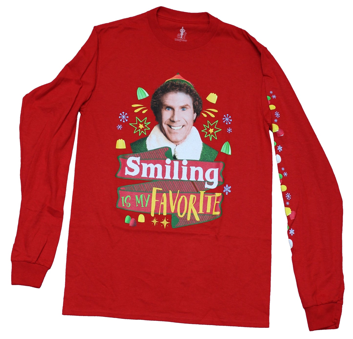 Elf the Movie Mens Long Sleeve T-Shirt - Smiling is My Favorite