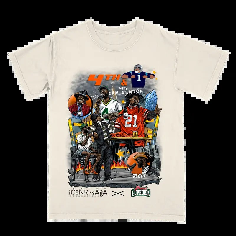 4th And 1 With Cam Newton Off-White Tee Gift For Fan - Men's Casual T-shirt