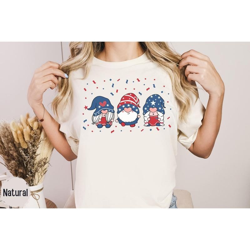 4th Of July Gnome Tshirt Gnome T-shirt Gnome Top Patriotic Shirt Independence Day Shirt 4th Of July Gift Independence Day...