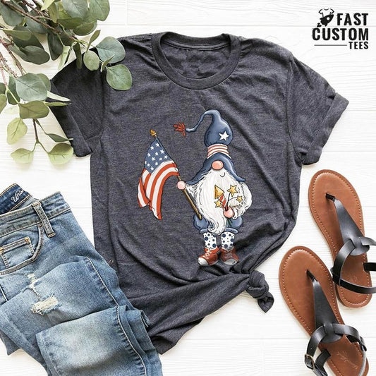 4th Of July Gnomes Shirt American Flag T-shirt Usa T Shirt American Freedom Shirt Gnome Shirt 4th Of July Shirt Independence Day Shirt