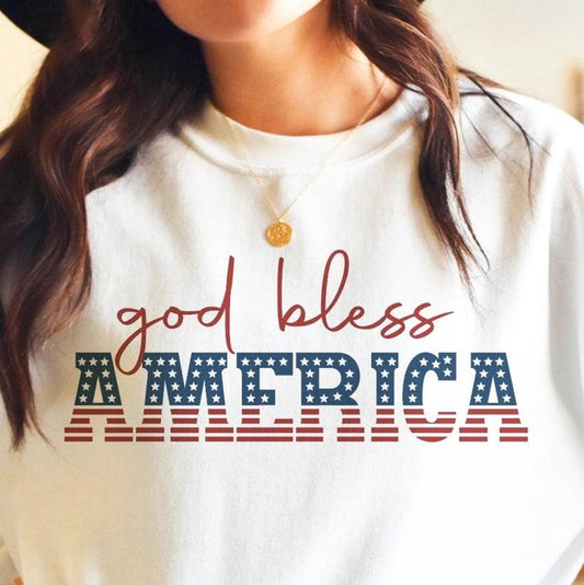 4th Of July Shirt, God Bless America T-Shirt or Crew Sweatshirt, Independence Day Tee, Crew Sweatshirt Hoodie