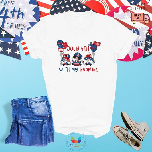 4th Of July With Gnomes Tee Freedom Shirt Fourth Of July Shirt Independence Day Shirts Patriotic Family Shirts Memorial...