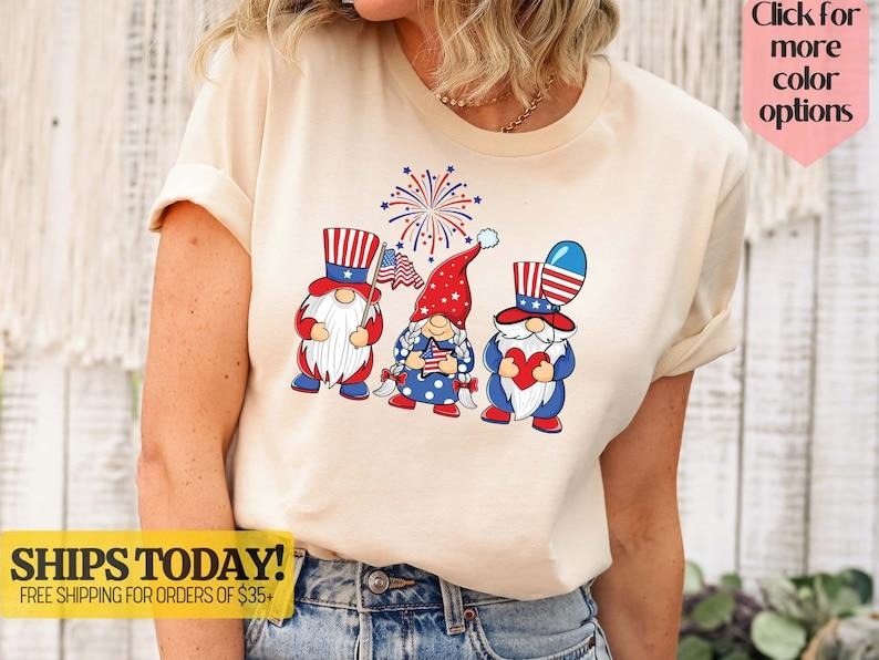 4th of July Gnome Shirt, 4th of July Shirt, Gnome Shirt, Patriotic Shirt, Independence Day Shirt, 4th of July Gift,...