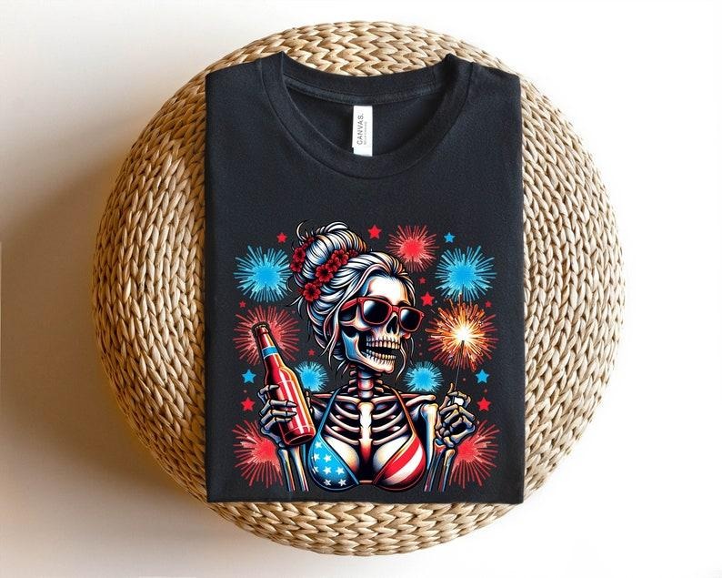 4th of July Skull Shirt,Freedom Shirt Hoodie, Sweatshirt | InkThreadWorks.com