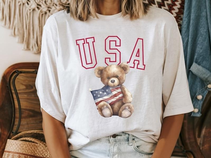 4th of July USA Bear Shirt Hoodie, Sweatshirt | InkThreadWorks.com
