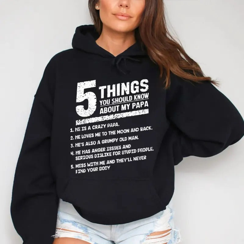 5 Things You Should Know about My Papa Funny Hoodie Casual Street Style Fleece Fabric Pullover Hooded Sweatshirt for...