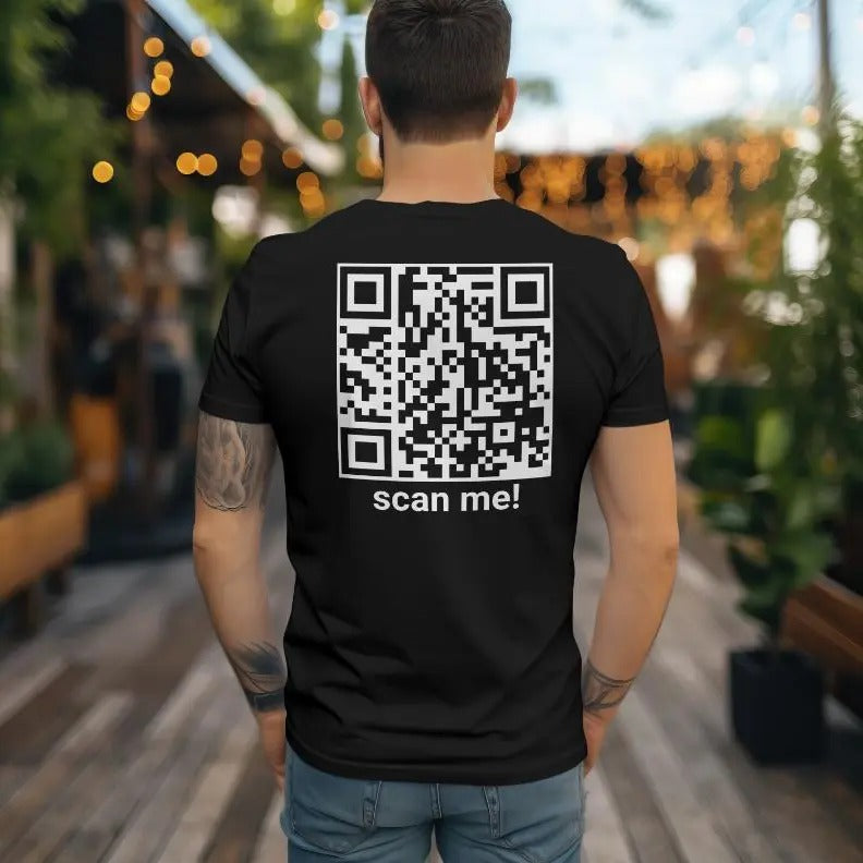 QR Code t-shirt black "what ever you want to say" 50/50 cotton blend unisex Hoodie, Sweatshirt | InkThreadWorks.com