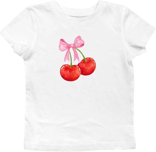 Short Sleeve Graphic T Shirts for Women Teens Y2k Bow Print Aesthetic Crop Tops Cute Baby Tee Summer Fashion 2024