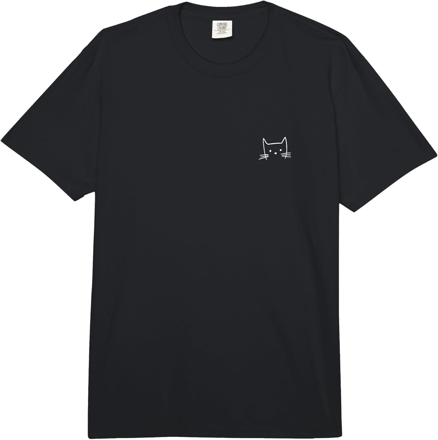 Small Cat Face Cat Lover Funny Cat Minimalist Subtle Cat Comfort Colors Adult Heavyweight T-Shirt