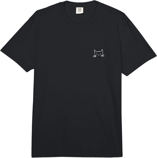 Small Cat Face Cat Lover Funny Cat Minimalist Subtle Cat Comfort Colors Adult Heavyweight T-Shirt