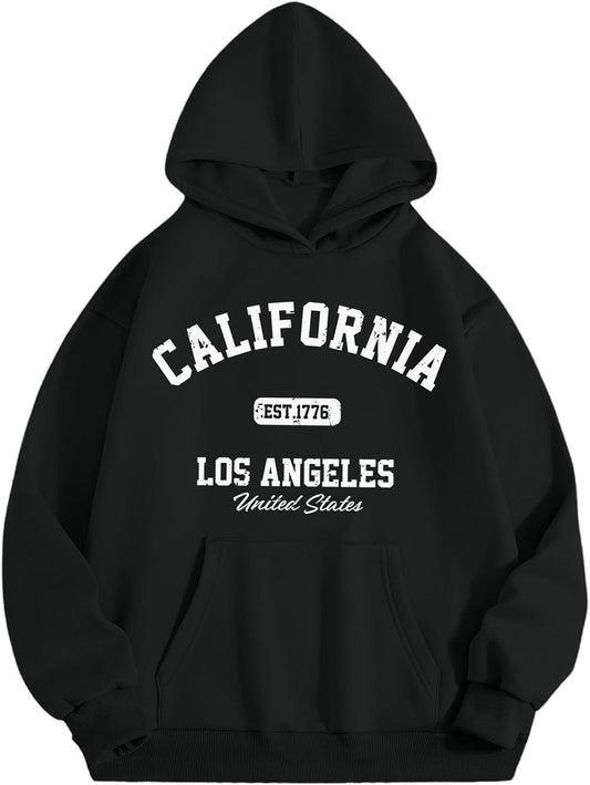 Girls Los Angeles Hoodie California Sweatshirt for Teens Cute Preppy Kids Hoodies Aesthetic Letter Graphic Pullover