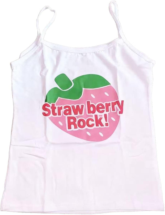 Y2K Cutecore Tank Top Tee Shirt Women Kawaii Coquette Cute Spaghetti Strap Cami Grunge Clothes
