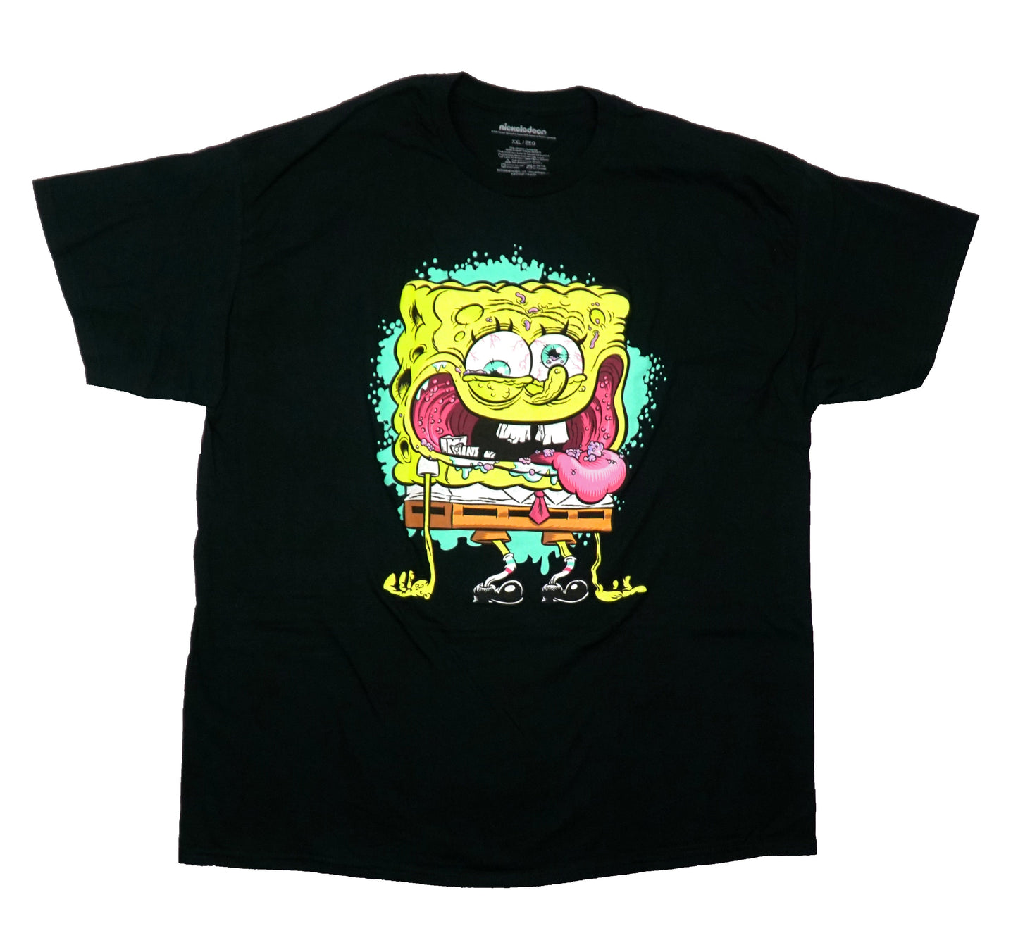 Spongebob Squarepants Mens T-Shirt - Crazy Bulging Bloodshot Eyes Spongebob