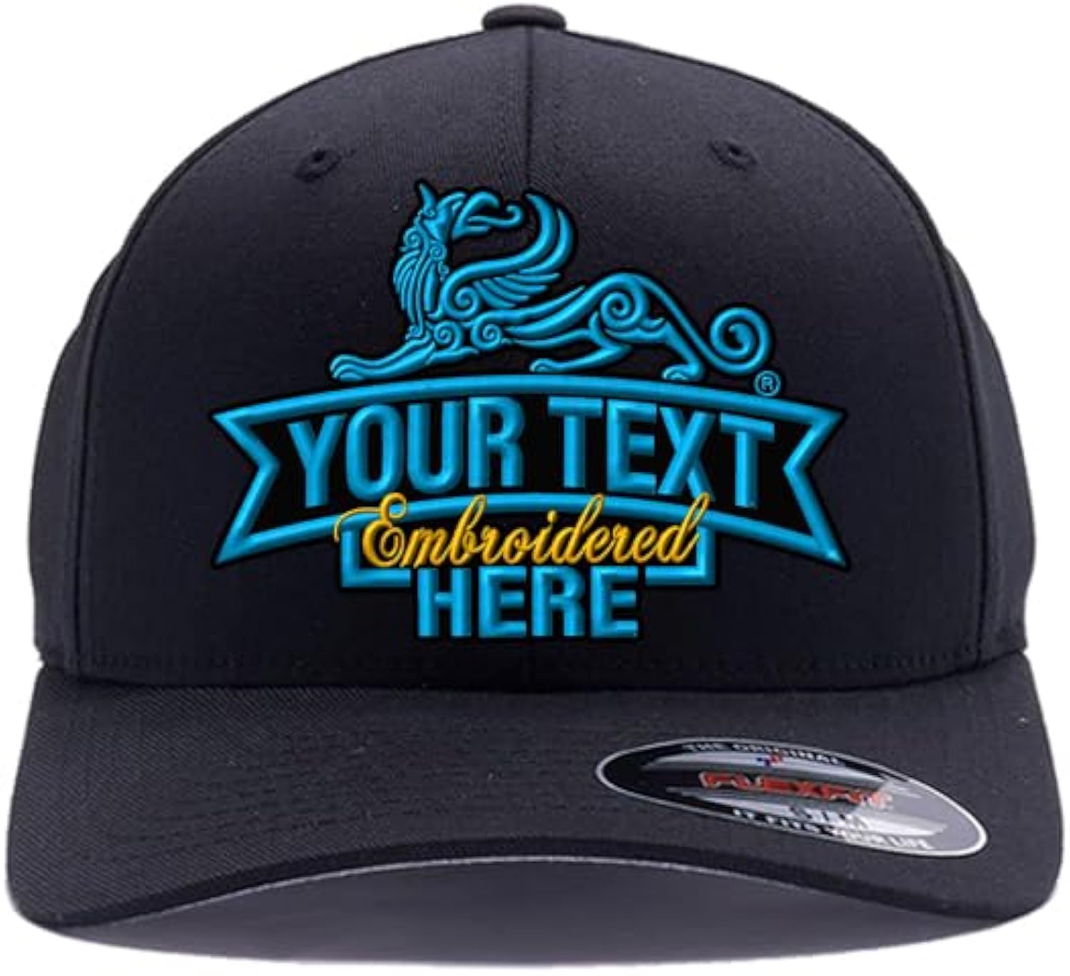 Custom Embroidered Flex Fitted hat. Flex Fitted 6277/6477 Baseball Cap. Place Your Own Custom Text