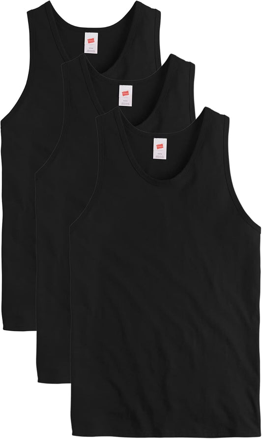 Men's Essentials Tank Top Pack, Midweight Cotton Tanks, Sleeveless Shirts, 3-Pack
