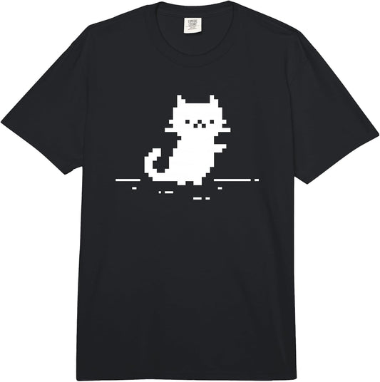 Cute Cat Minimal Pixel Art Nostalgic Retro 8-bit Gamer Comfort Colors Adult Heavyweight T-Shirt