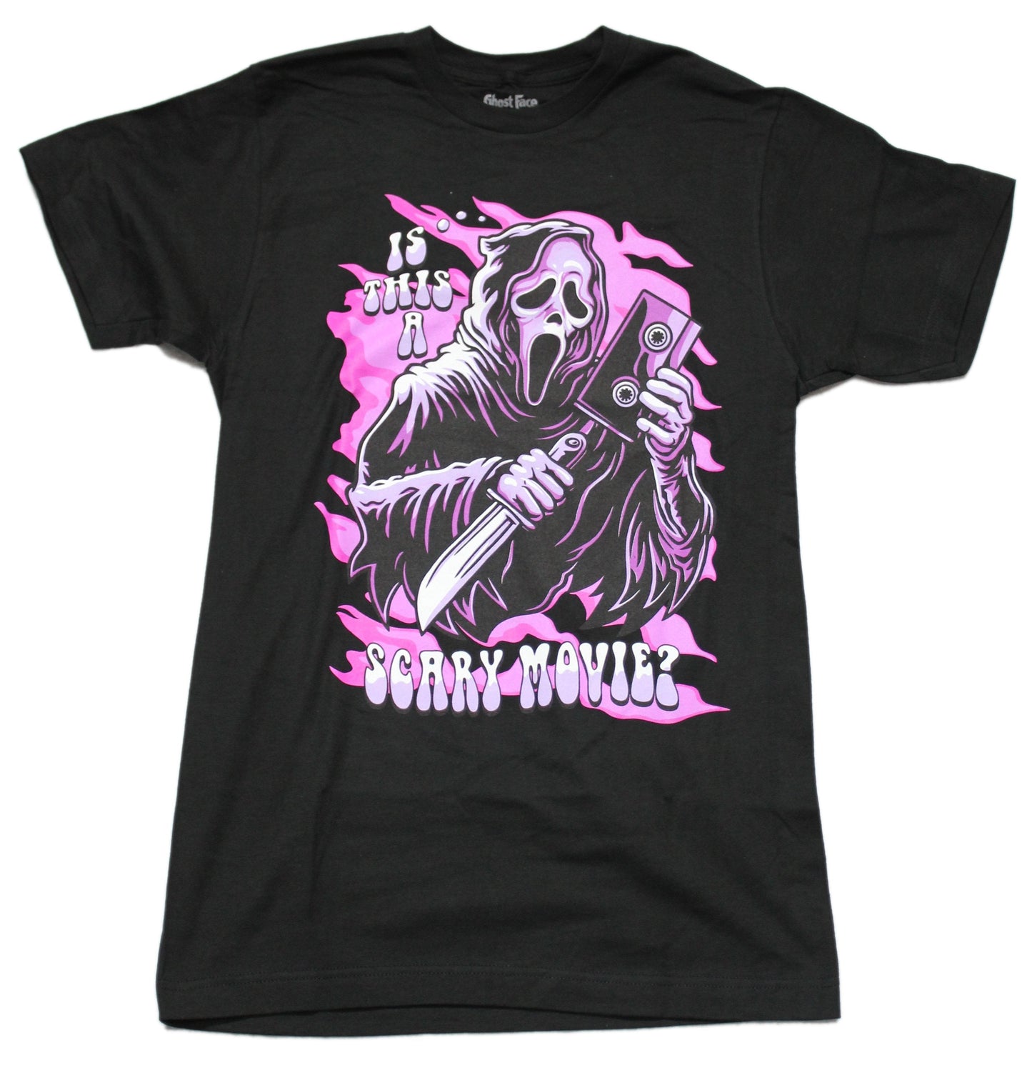 Scream Mens T-Shirt - Ghostface is This A Scary Movie Purple Image