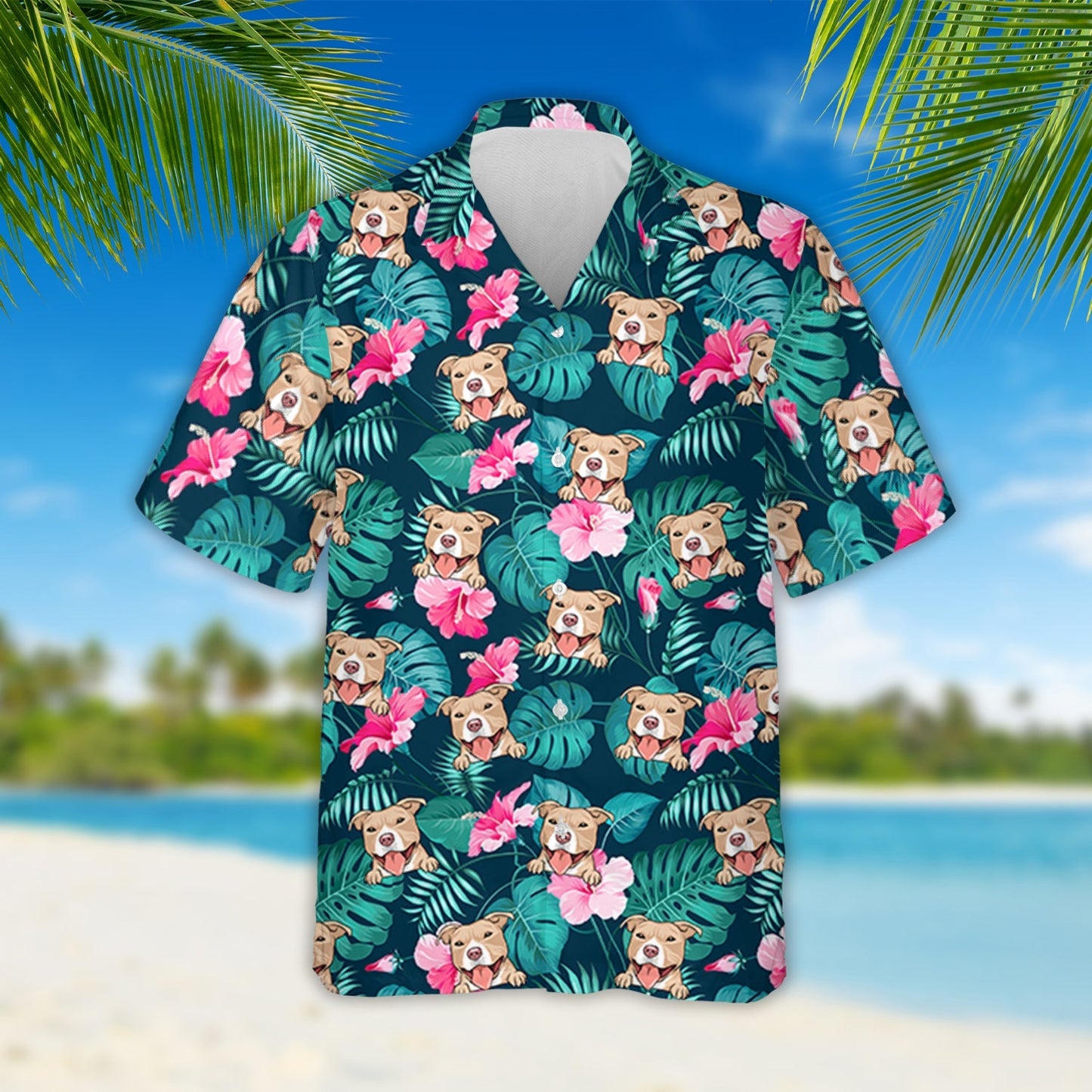 Tropical Dog Pattern - Personalized Custom Hawaiian Shirt