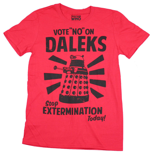 Doctor Who Mens T-Shirt - Vote No on Daleks Stop Extermination Poster Image