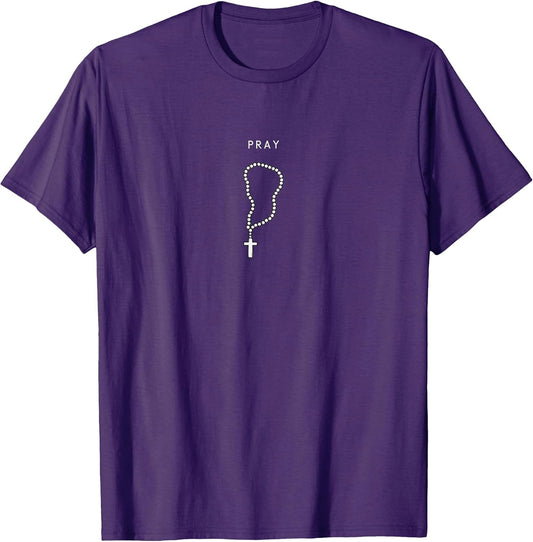 Pray Rosary - Minimalist Christian Religious Prayer Chain T-Shirt