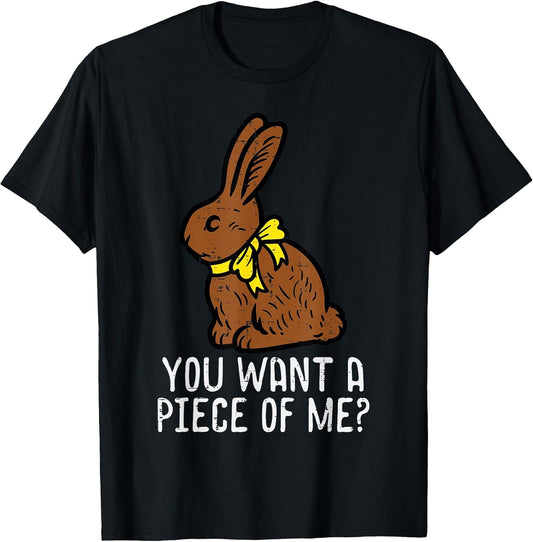 Chocolate Bunny Do You Want Piece of Me Funny Easter Rabbit T-Shirt Small