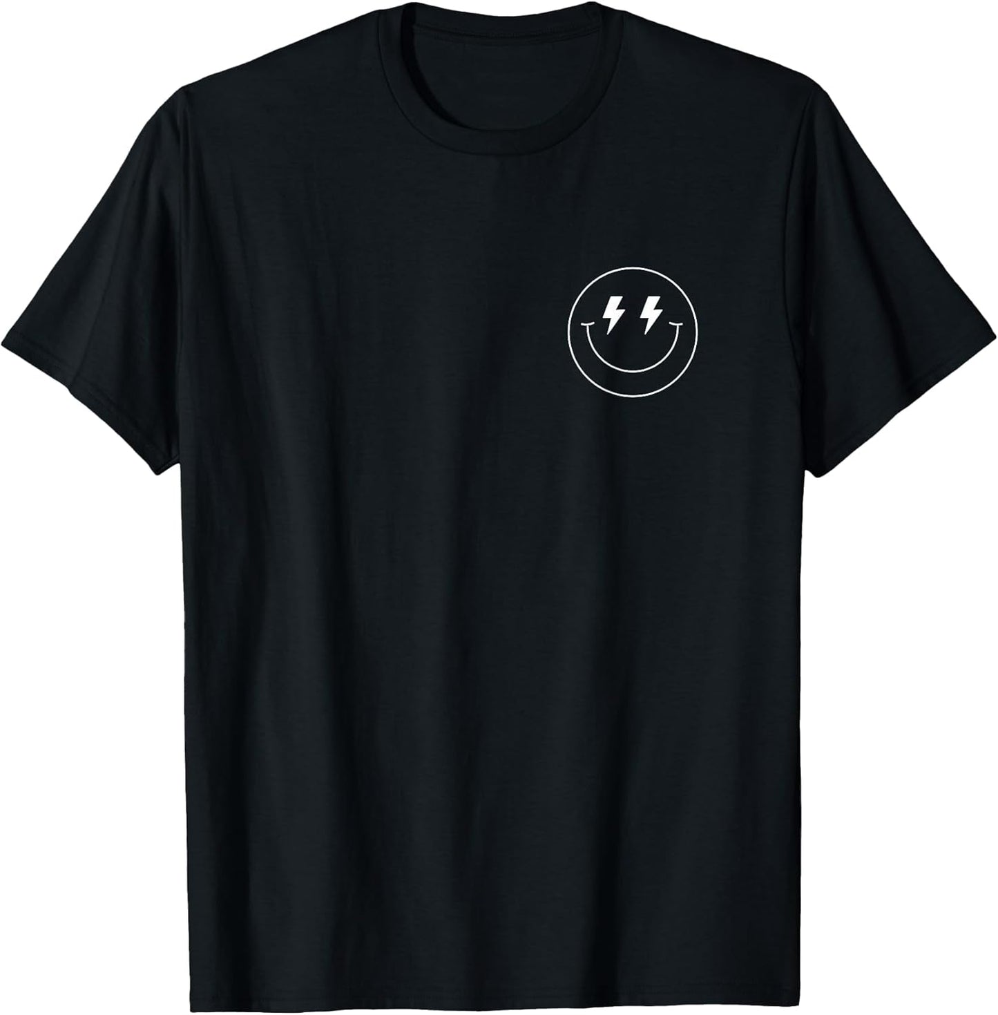 Minimalist 80s Lightning Bolt Eyes Happy Smiling Smile Face T-Shirt