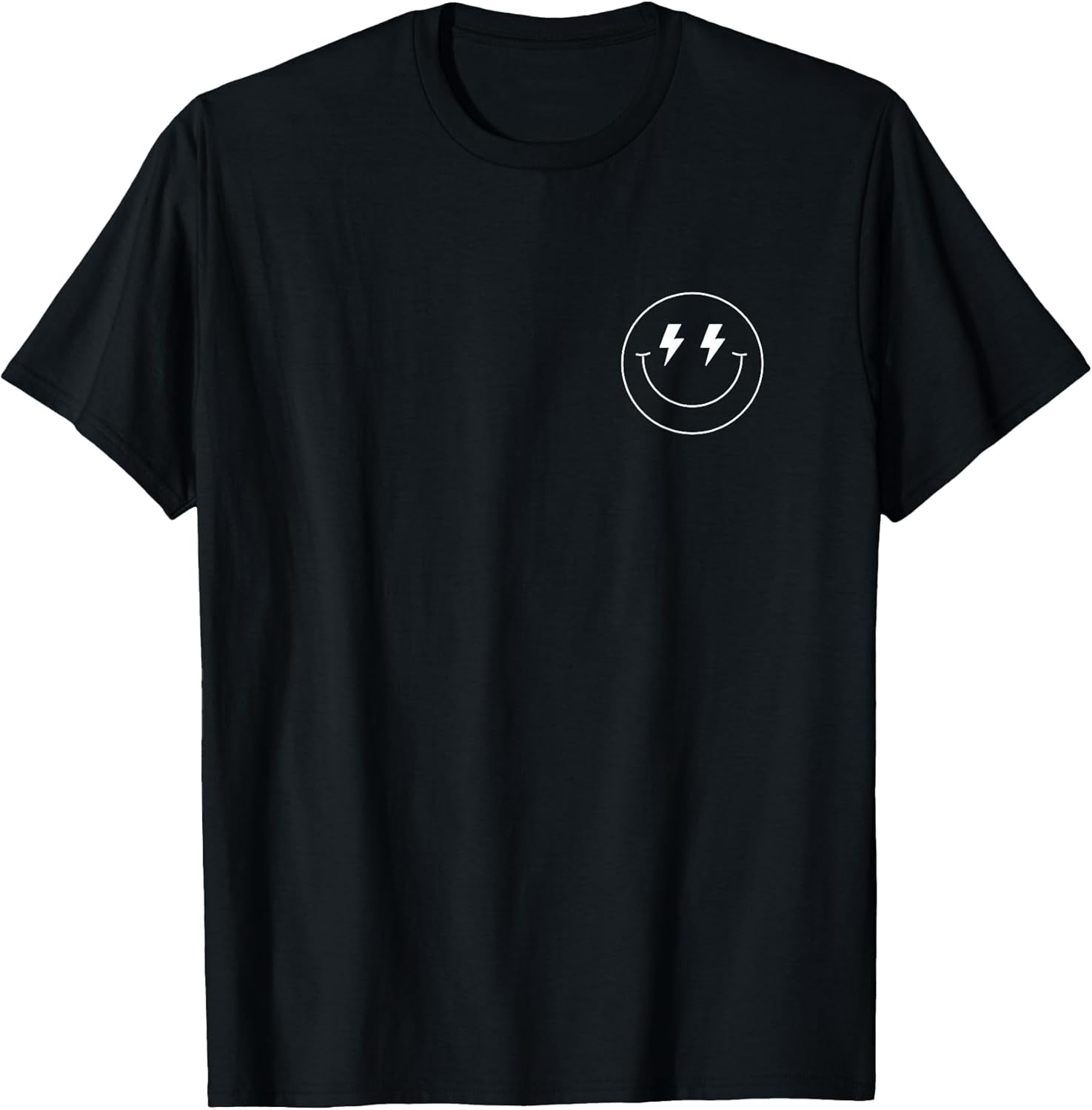 Minimalist 80s Lightning Bolt Eyes Happy Smiling Smile Face T-Shirt