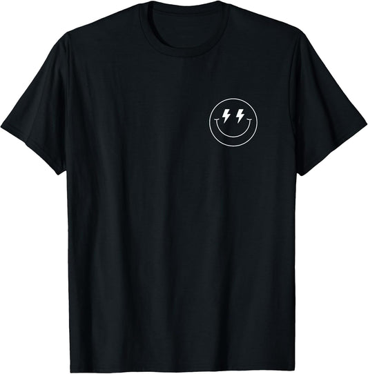 Minimalist 80s Lightning Bolt Eyes Happy Smiling Smile Face T-Shirt