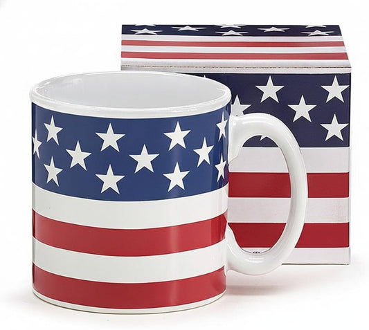 burton + BURTON Patriotic Ceramic Coffee Mug with Gift Box - 13oz American Flag Americana Independence Day 4th of July Gift