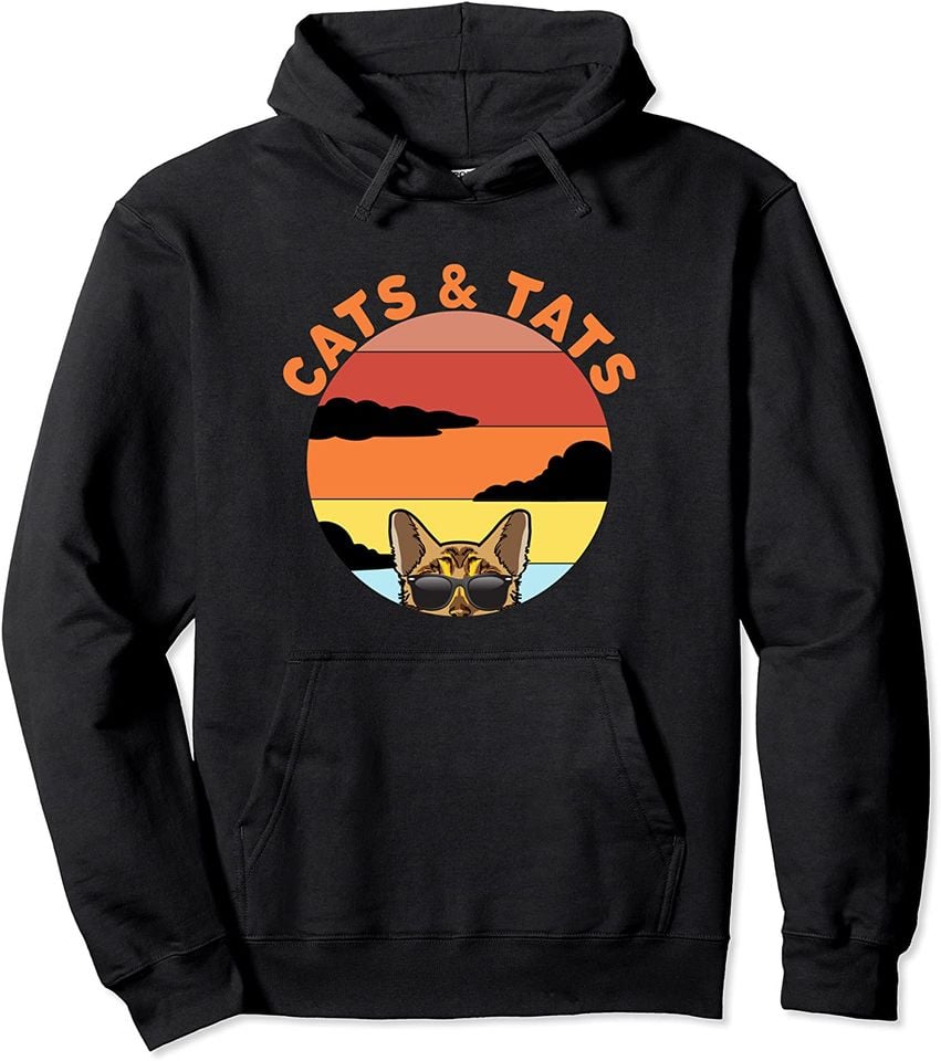 Cats and Tats Funny Tattoo Bengal Cat Lover Pullover Hoodie