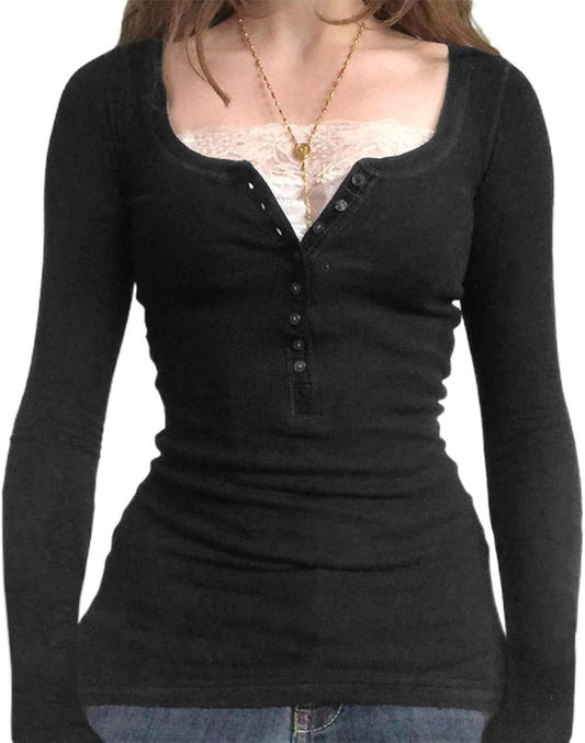 Women Fairy Tops Grunge Clothes Y2k Shirt Long Sleeve Lace Collar Vintage Aesthetic Blouse